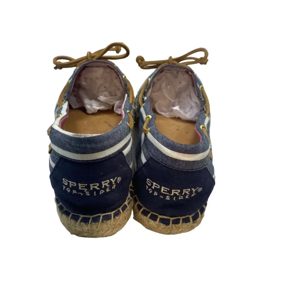 Sperry Top-Sider Blue & White Striped Espadrille Moccasins 11M - Picture 5 of 12